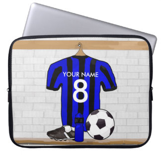 Funda Para Portátil Jersey de fútbol negro y azul personalizado del