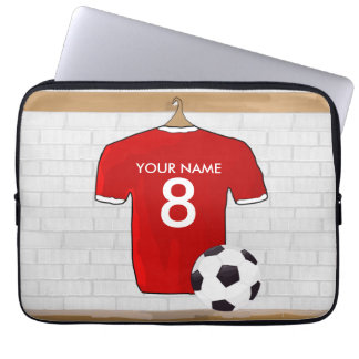 Funda Para Portátil Jersey de fútbol rojo y blanco personalizado