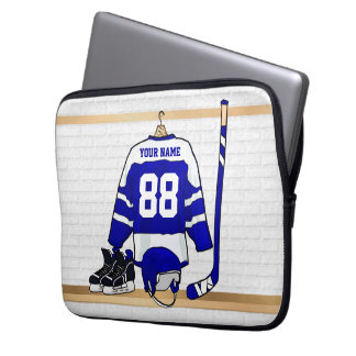 Funda Para Portátil Jersey de hockey sobre hielo azul y blanco persona