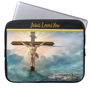 Funda Para Portátil Jesús colgado de una cruz de crucifixión cristiana