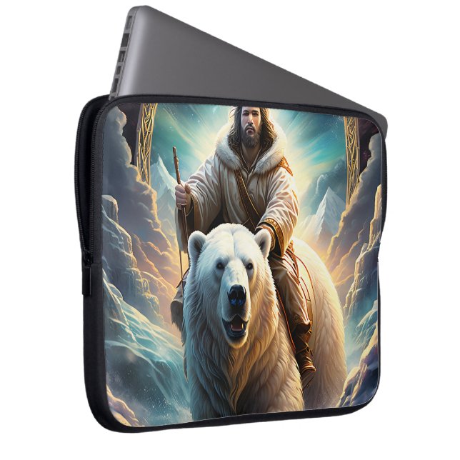 Funda Para Portátil Jesús en un oso polar (Anverso derecho)