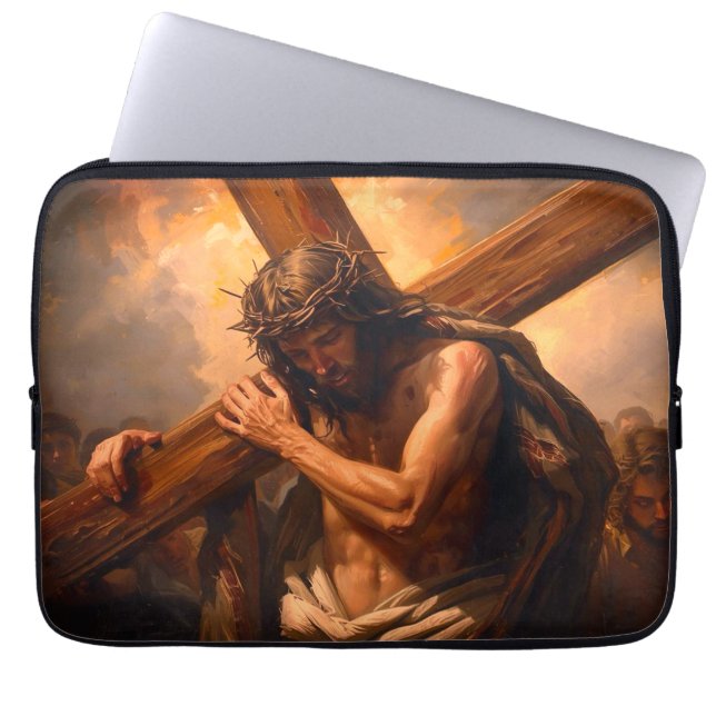 Funda para portátil Jesús lleva la cruz (Frente)