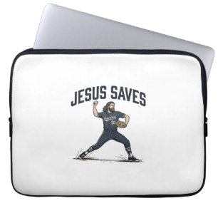 Funda Para Portátil Jesús salva al lanzador de béisbol Grabado vintage