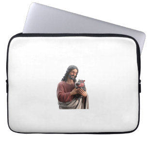 Funda Para Portátil Jesús sosteniendo a Moo Deng el hipopótamo pigmeo 