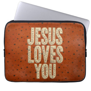Funda Para Portátil Jesús Te Ama Estimulo Cristiano Rústico