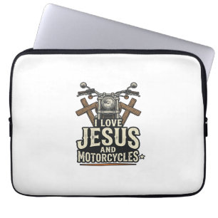 Funda Para Portátil Jesús y motocicletas diseño de ciclista cristiano