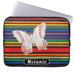 Funda Para Portátil Jewelry butterfly Abstract Striped Rainbow