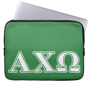 Funda Para Portátil Ji letras blancas y verdes de Omega de Alphi