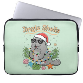 Funda Para Portátil Jingle Shells Tropical Santa Manatee Christmas