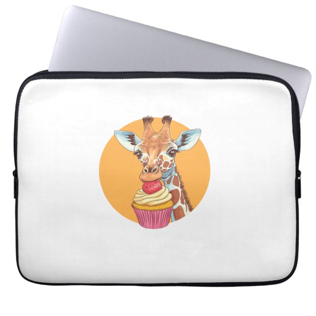 Funda Para Portátil Jirafa Con Cupcake   (Frente)