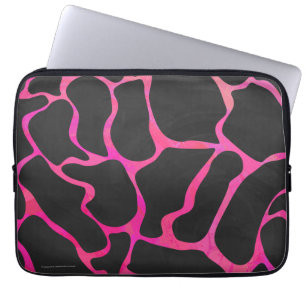 Funda Para Portátil Jirafa Estampado Rosa Fucsia y Negro
