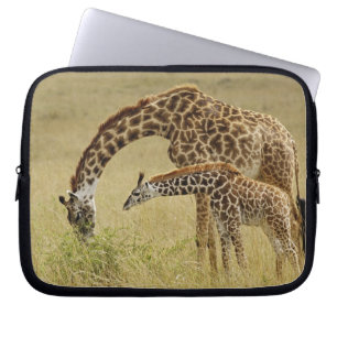 Funda Para Portátil Jirafa Masai madre y cría, Giraffa