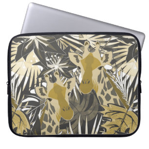 Funda Para Portátil jirafas en el bosque nocturno.