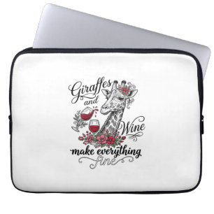 Funda Para Portátil Jirafas y vino diseño de camiseta de grabado vinta