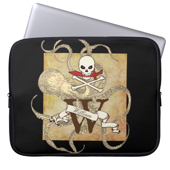 Funda Para Portátil Jolly Roger Monogram Inicial (Frente)