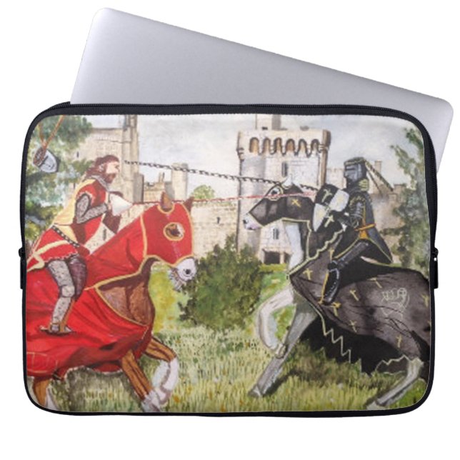 Funda Para Portátil Joust medieval frente al castillo (Frente)