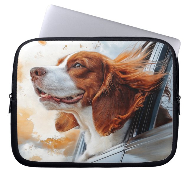 Funda Para Portátil Joyful Dog in Wind Art Print (Frente)