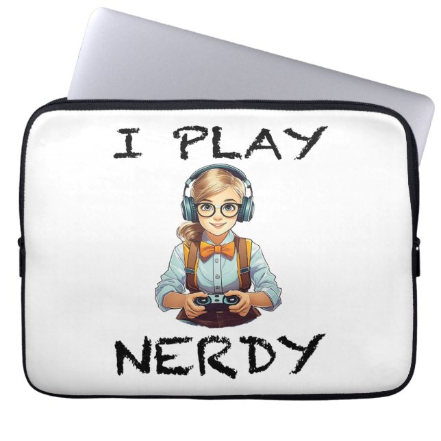 Funda Para Portátil Juego al chica de los jugadores nerds (Frente)