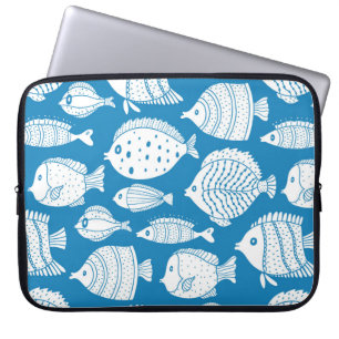 Funda Para Portátil Juego de cosecha de pescado. Ilustracion decorativ