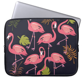 Funda Para Portátil Juego de flamencos, cosecha de aves tropicales.