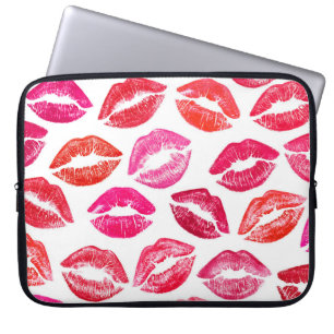 Funda Para Portátil Juego de labios rojos, fondo blanco.