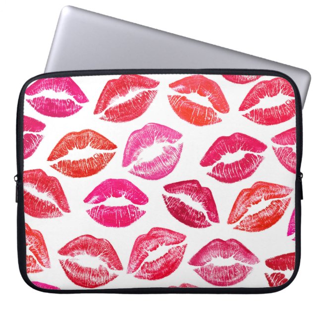 Funda Para Portátil Juego de labios rojos, fondo blanco. (Frente)