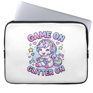 Funda Para Portátil Juego De Unicornio Con Brillo En Diseño Gráfico De