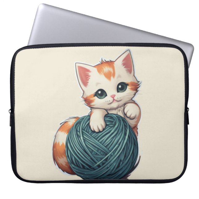 Funda Para Portátil Juego de yarn - gatito (Frente)