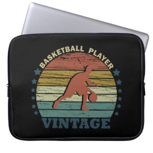 Funda Para Portátil Jugador de baloncesto driñando atardecer retro vin