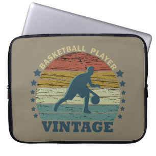 Funda Para Portátil Jugador de baloncesto driñando atardecer retro vin