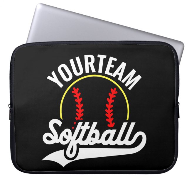 Funda Para Portátil Jugador de equipo de Softball AÑADIR NOMBRE Liga P (Frente)