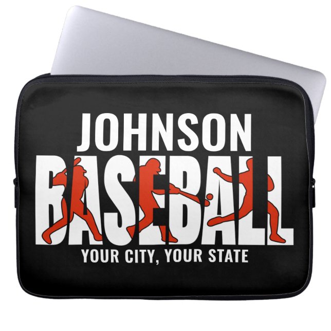 Funda Para Portátil Jugador de Juego de Béisbol ADD NAME (Frente)