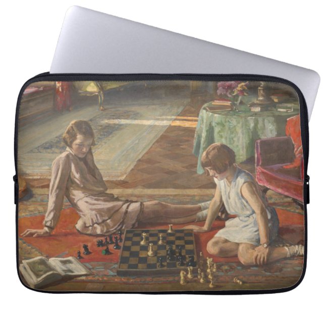 Funda Para Portátil Jugadores de ajedrez (por John Lavery) (Frente)