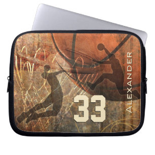 Funda Para Portátil Jugadores de baloncesto volando hacia la manga de