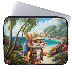 Funda Para Portátil Jugoso cubo de tigre con mochila y café