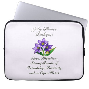 Funda Para Portátil Julio Mes de Nacimiento Flor Larkspur Arte Floral
