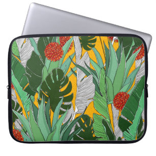 Funda Para Portátil Jungla de verano: Patrón de palma brillante.