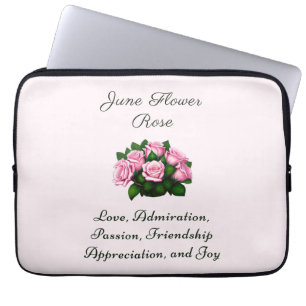 Funda Para Portátil Junio Mes de Nacimiento Flor Rosa Floral eterna