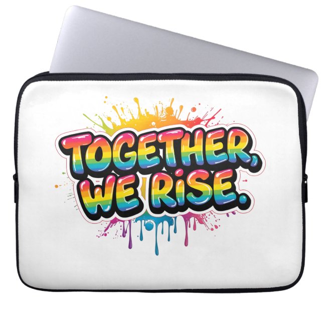 Funda Para Portátil Juntos Nos Elevamos Diseño de Cotas de Arcoíris (Frente)