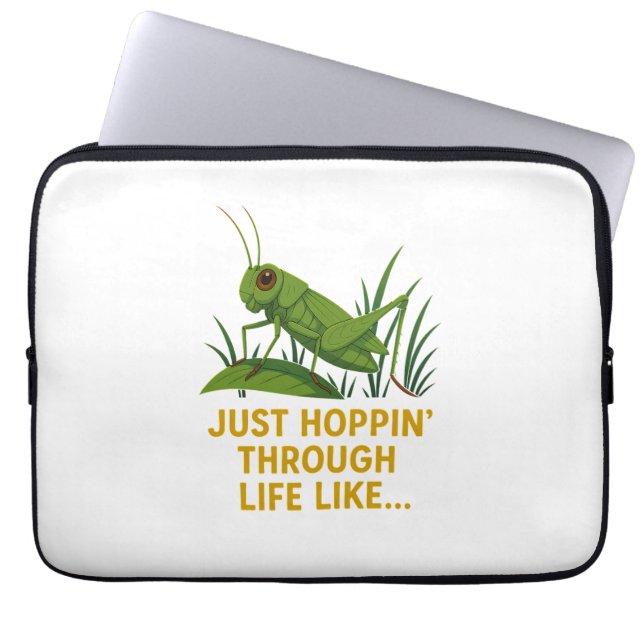 Funda Para Portátil "Just Hoppin’ Grasshopper Art" (Frente)