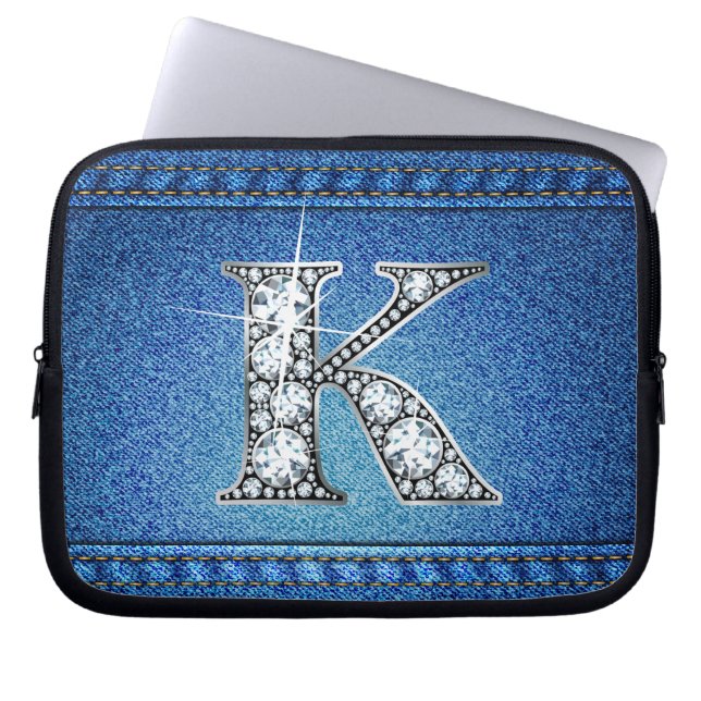 Funda Para Portátil K Faux "Diamond" Denim Stitling Electronics Bag (Frente)