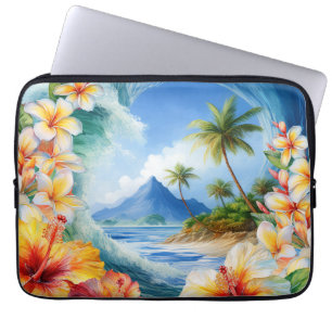 Funda Para Portátil Kai Aloha Hibiscus Watercolor Wave Wetsuit