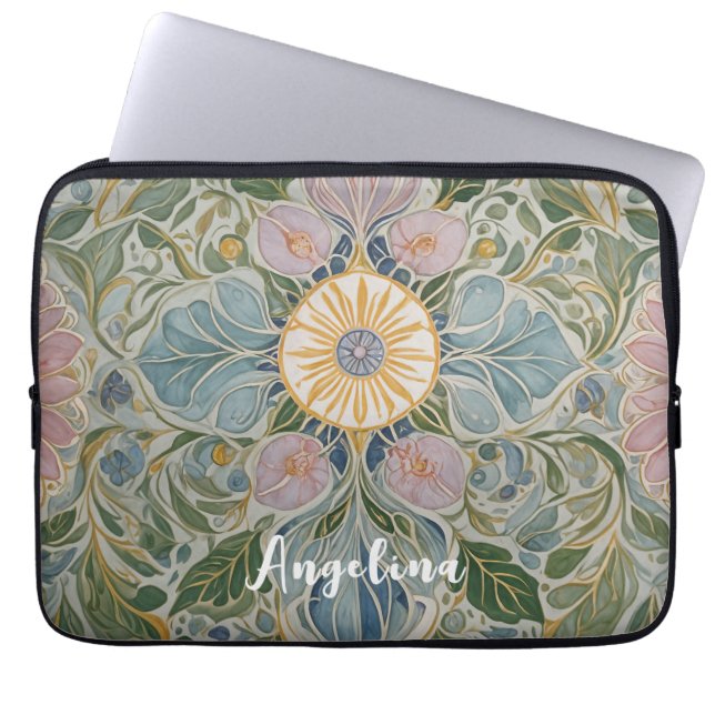 Funda Para Portátil Kaleidoscopio floral personalizado (Frente)