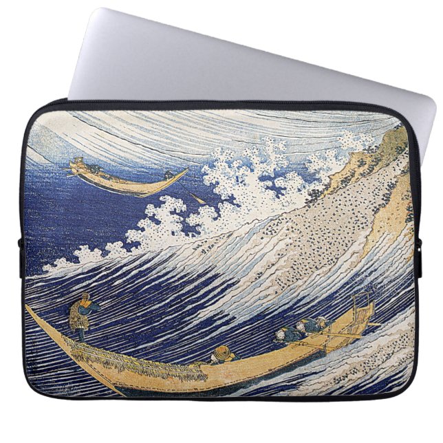 Funda Para Portátil Katsushika Hokusai. Sleeve portátil de olas oceáni (Frente)