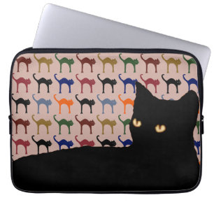 Funda Para Portátil katzen negro y patrón