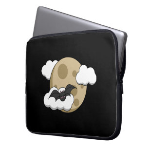 Funda Para Portátil Kawaii Feliz Bat volando a plena Luna