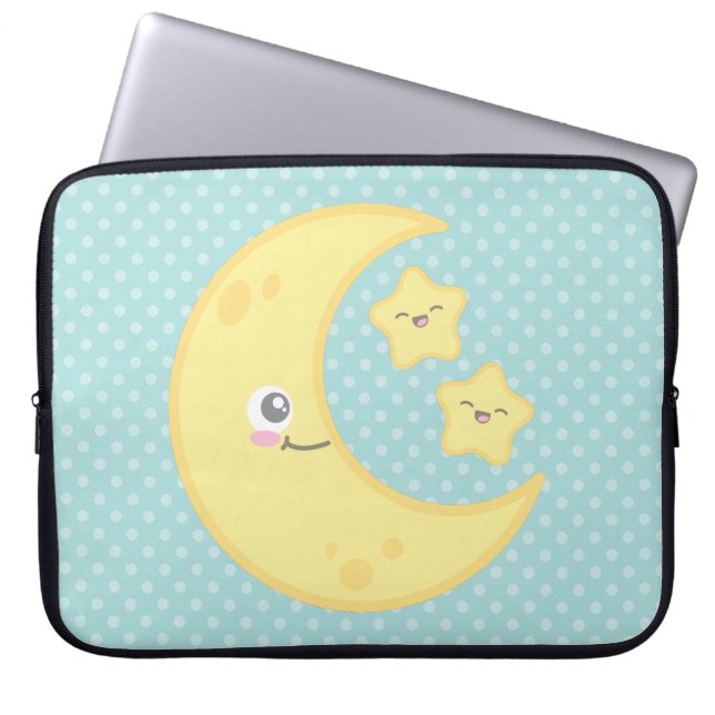 Funda Para Portátil Kawaii Moon y Stars Laptop Sleeve (Frente)