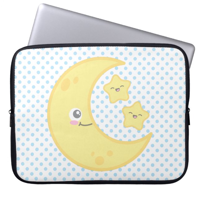 Funda Para Portátil Kawaii Moon y Stars Laptop Sleeve (Frente)