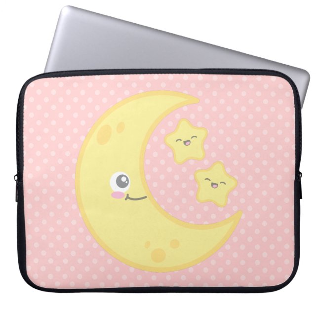 Funda Para Portátil Kawaii Moon y Stars Laptop Sleeve (Frente)