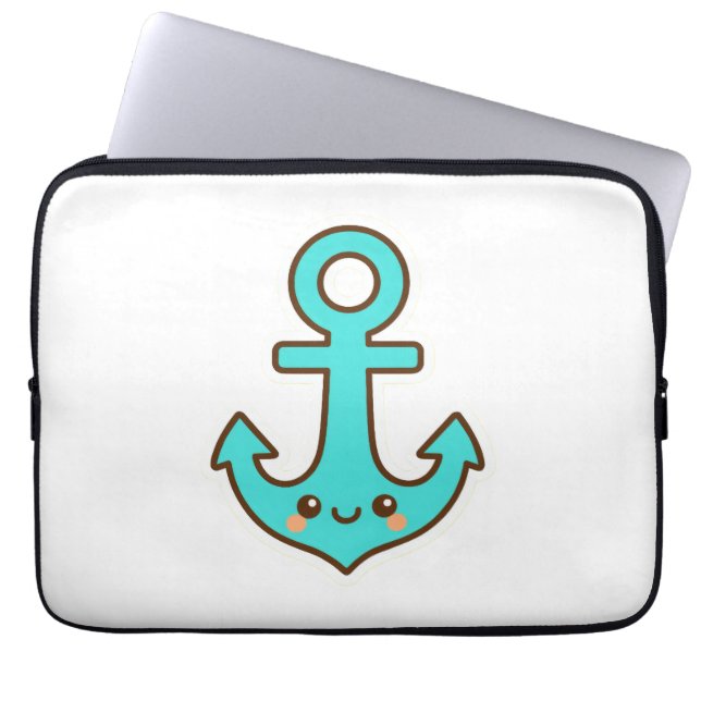Funda Para Portátil Kawaii Turquoise Anchor - Fantástico y Alegre (Frente)